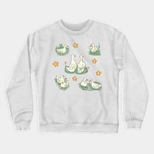 Duck Duo with Flowers Crewneck Sweatshirt